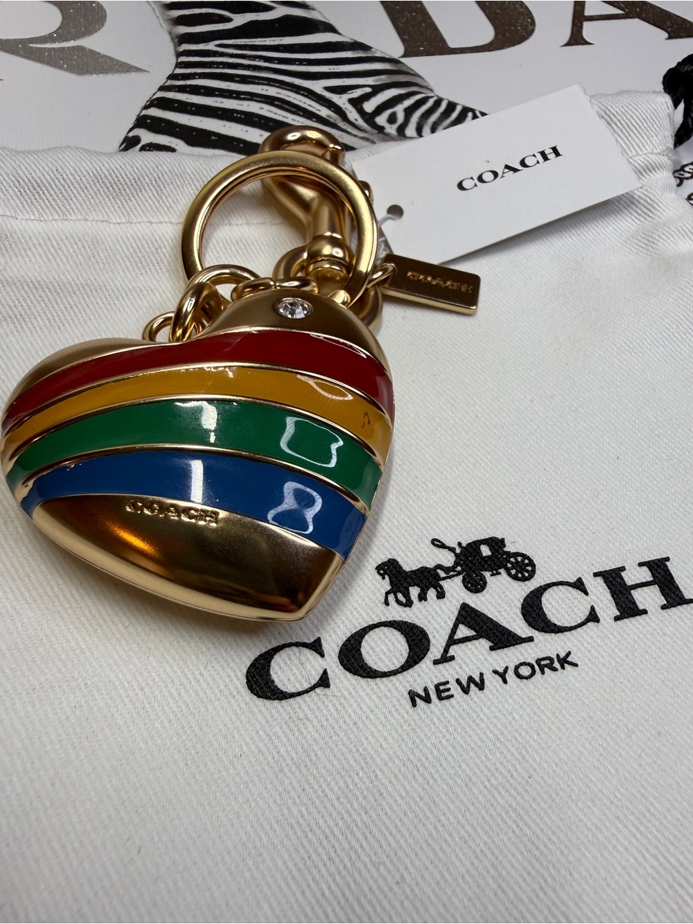 Coach *NWT* Heart Rainbow Bag Charm - Picture 4 of 4